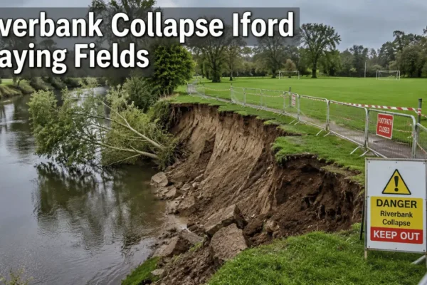 riverbank collapse iford playing fields